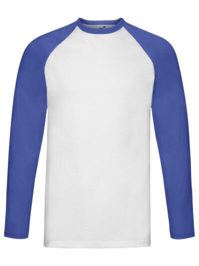 Valueweight Long Sleeve Baseball T - white-royal blue, S