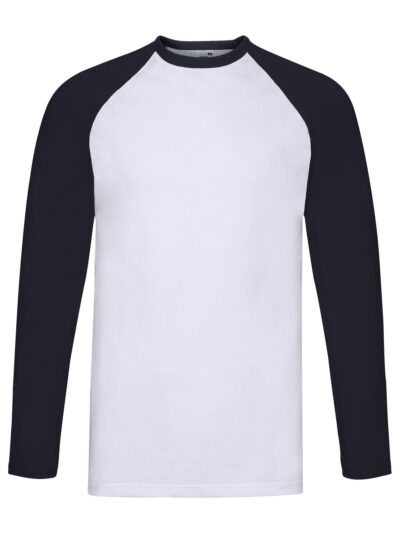 Valueweight Long Sleeve Baseball T - white-deep navy, S