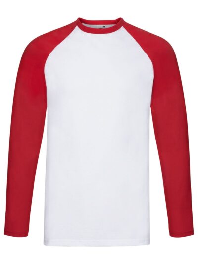 Valueweight Long Sleeve Baseball T - white-red, S