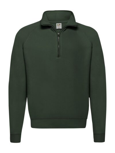 Classic Zip Neck Sweat - bottle green, S