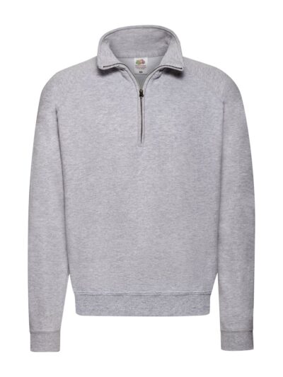 Classic Zip Neck Sweat - heather grey, S
