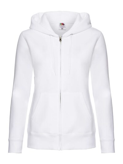 Ladies Premium Hooded Sweat Jacket - white, XS