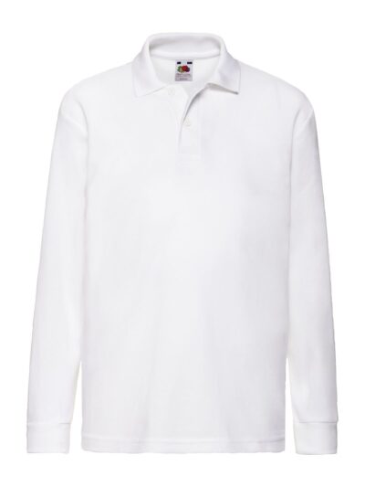 Kids 65/35 Long Sleeve Polo - white, 3-4