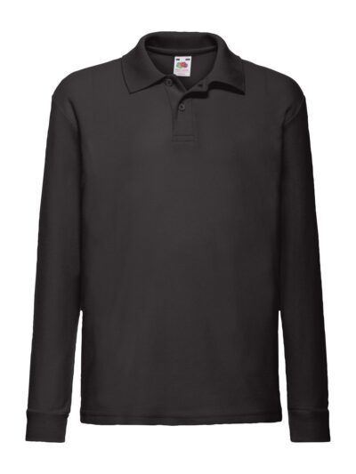 Kids 65/35 Long Sleeve Polo - black, 3-4