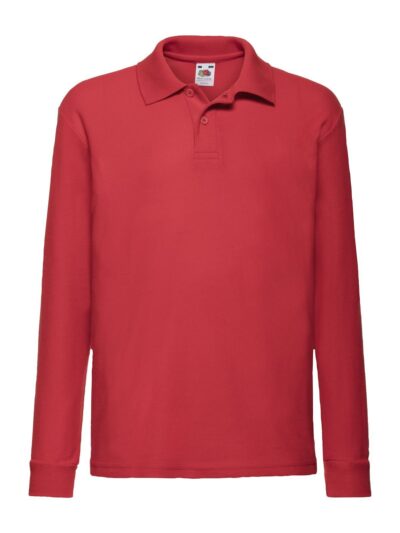 Kids 65/35 Long Sleeve Polo - red, 3-4