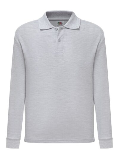 Kids 65/35 Long Sleeve Polo - heather grey, 3-4