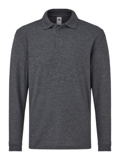 Kids 65/35 Long Sleeve Polo - dark heather grey, 3-4