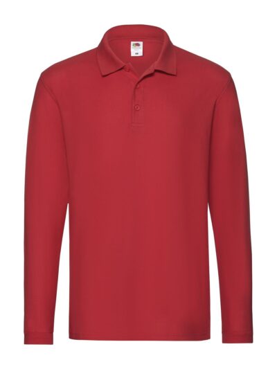 Premium Long Sleeve Polo - red, S