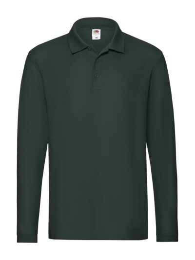Premium Long Sleeve Polo - forest green, S
