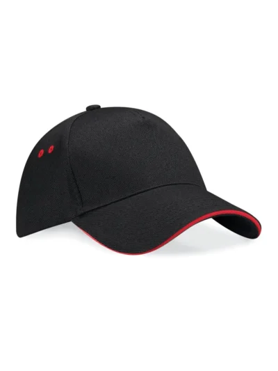 Ultimate 5 Panel Cap - Sandwich Peak - black/classic red, UNICA