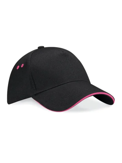 Ultimate 5 Panel Cap - Sandwich Peak - black/fuchsia, UNICA