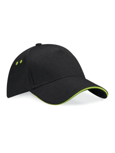 Ultimate 5 Panel Cap - Sandwich Peak - black/lime green, UNICA