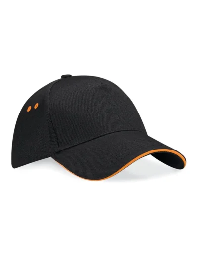 Ultimate 5 Panel Cap - Sandwich Peak - black/orange, UNICA