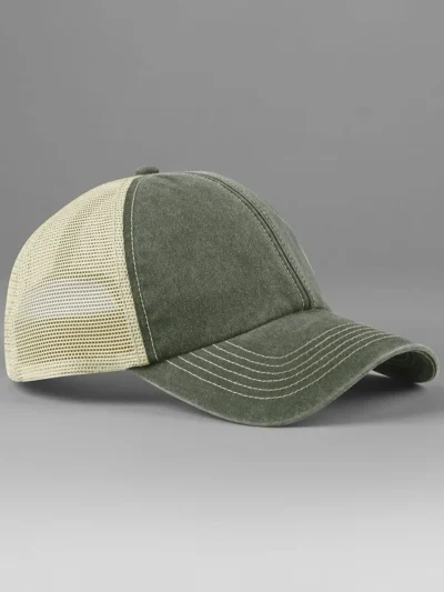 6 Panel Vintage Trucker - vintage olive/stone, UNICA