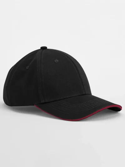 EarthAware® Classic Organic Cotton 6 Panel Cap - Sandwich Peak - black/classic red, UNICA