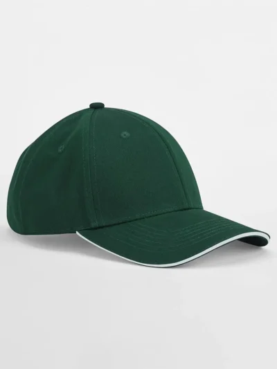 EarthAware® Classic Organic Cotton 6 Panel Cap - Sandwich Peak - bottle green/white, UNICA