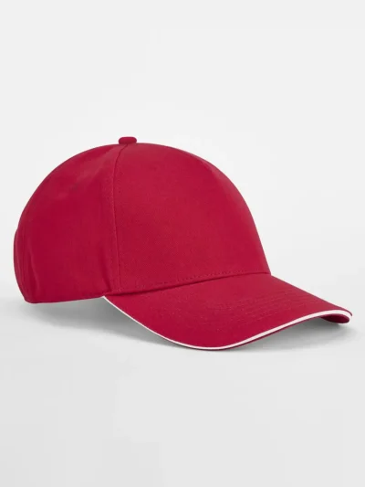 EarthAware® Classic Organic Cotton 5 Panel Cap - Sandwich Peak - classic red/white, UNICA