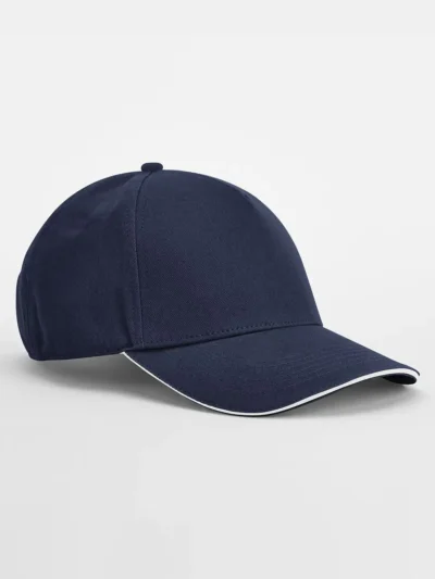 EarthAware® Classic Organic Cotton 5 Panel Cap - Sandwich Peak - french navy/white, UNICA