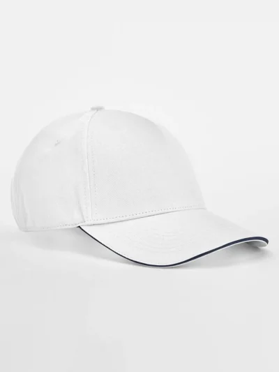 EarthAware® Classic Organic Cotton 5 Panel Cap - Sandwich Peak - white/french navy, UNICA