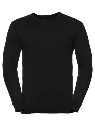Men's V-Neck Knitted Pullover - black, L