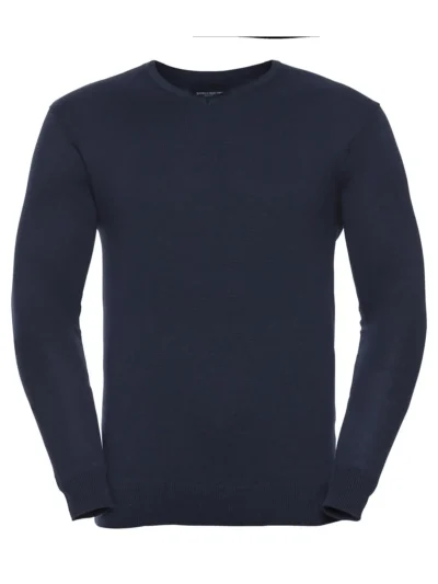 Men's V-Neck Knitted Pullover - french Navy, XS