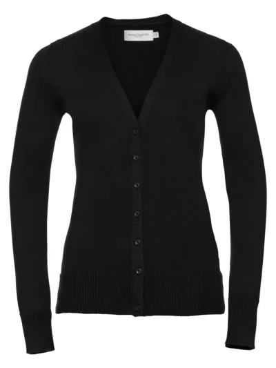 Ladies' V-Neck Knitted Cardigan - black, 4XL