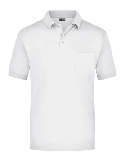 Polo Piqué Pocket - white, M