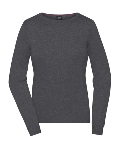 Ladies' Round-Neck Pullover - anthracite-melange, XXL
