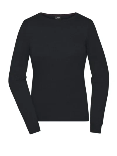 Ladies' Round-Neck Pullover - black, S