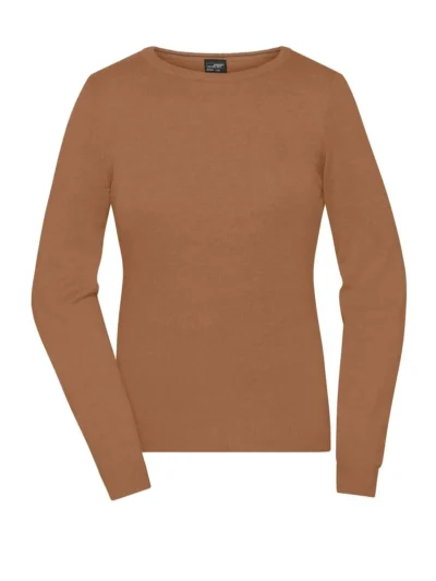 Ladies' Round-Neck Pullover - camel, XS
