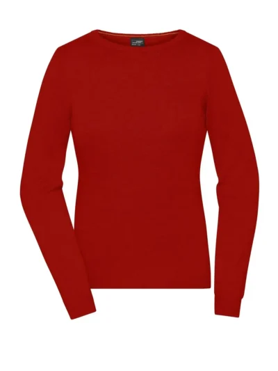 Ladies' Round-Neck Pullover - red, M