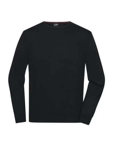Mens' Round-Neck Pullover - black, M