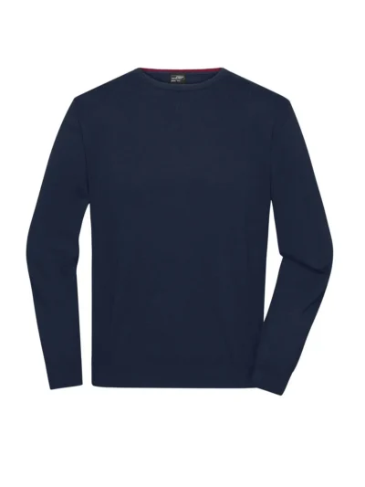 Mens' Round-Neck Pullover - navy, XXL