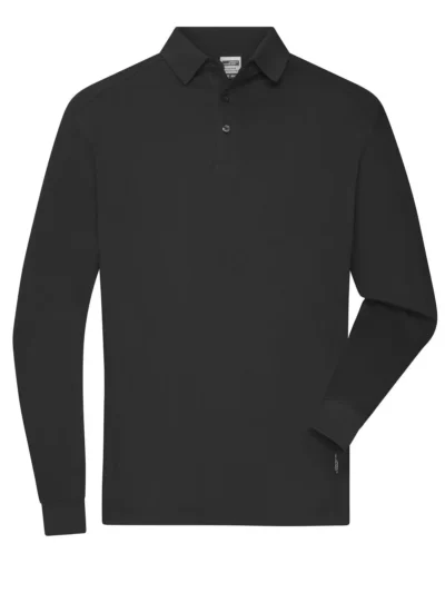 Men's Workwear-Longsleeve Polo - black, 3XL