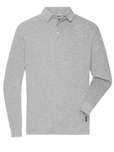 Men's Workwear-Longsleeve Polo - grey heather, M