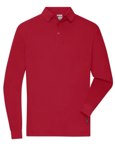 Men's Workwear-Longsleeve Polo - red, 4XL