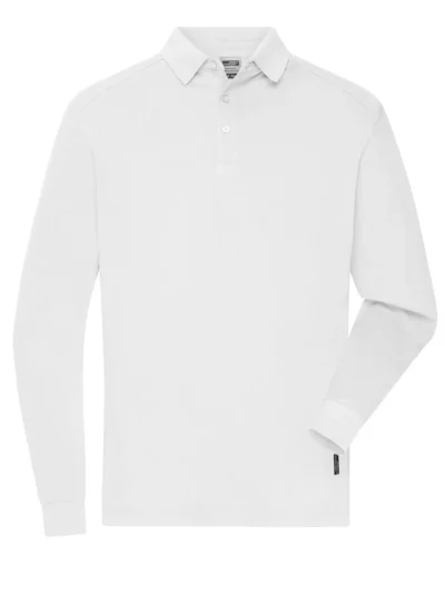 Men's Workwear-Longsleeve Polo - white, XXL
