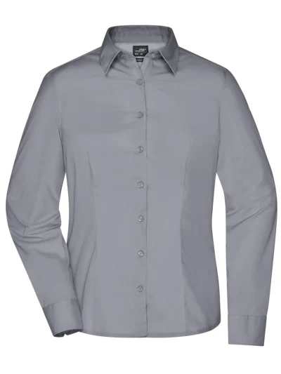 Ladies' Business Shirt Longsleeve - steel, 3XL