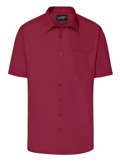 Men's Business Shirt Shortsleeve - wine, 4XL