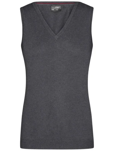 Ladies' V-Neck Pullover - anthracite-melange, M