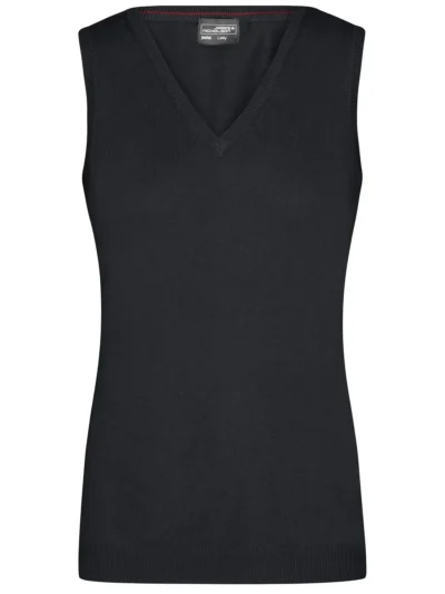 Ladies' V-Neck Pullover - black, XS