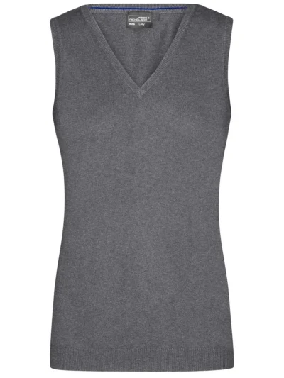 Ladies' V-Neck Pullover - grey heather, XS