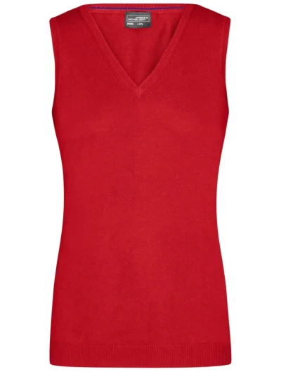 Ladies' V-Neck Pullover - red, XXL