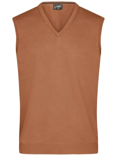 Men's V-Neck Pullover - camel, 3XL