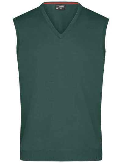 Men's V-Neck Pullover - forest green, S
