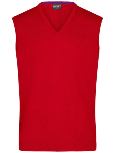 Men's V-Neck Pullover - red, S