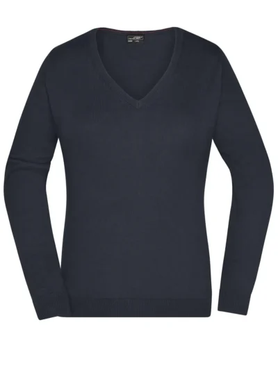 Ladies' V-Neck Pullover - black, L