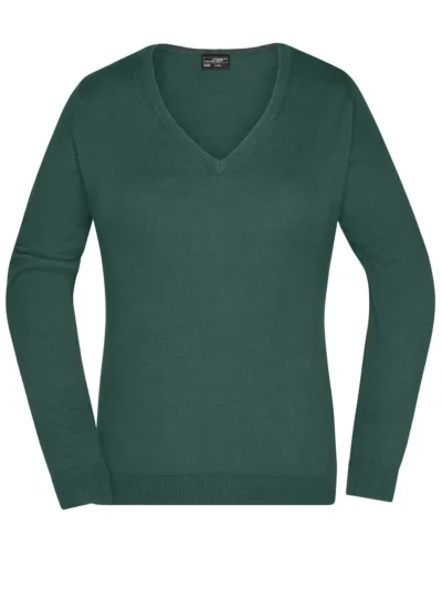Ladies' V-Neck Pullover - forest green, XS