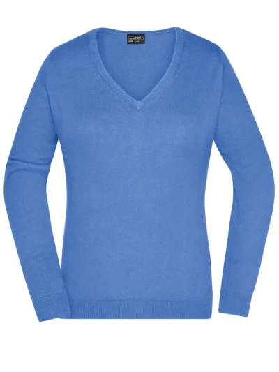 Ladies' V-Neck Pullover - glacier-blue, XS