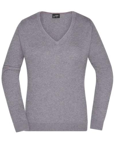 Ladies' V-Neck Pullover - grey heather, L